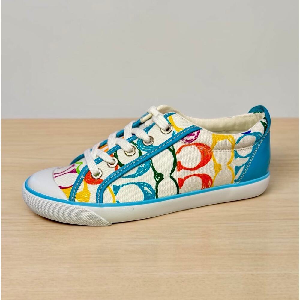 New Y2K Coach A1078 Barrett Tennis Shoe in Signature Scribble Print Size 6.5M